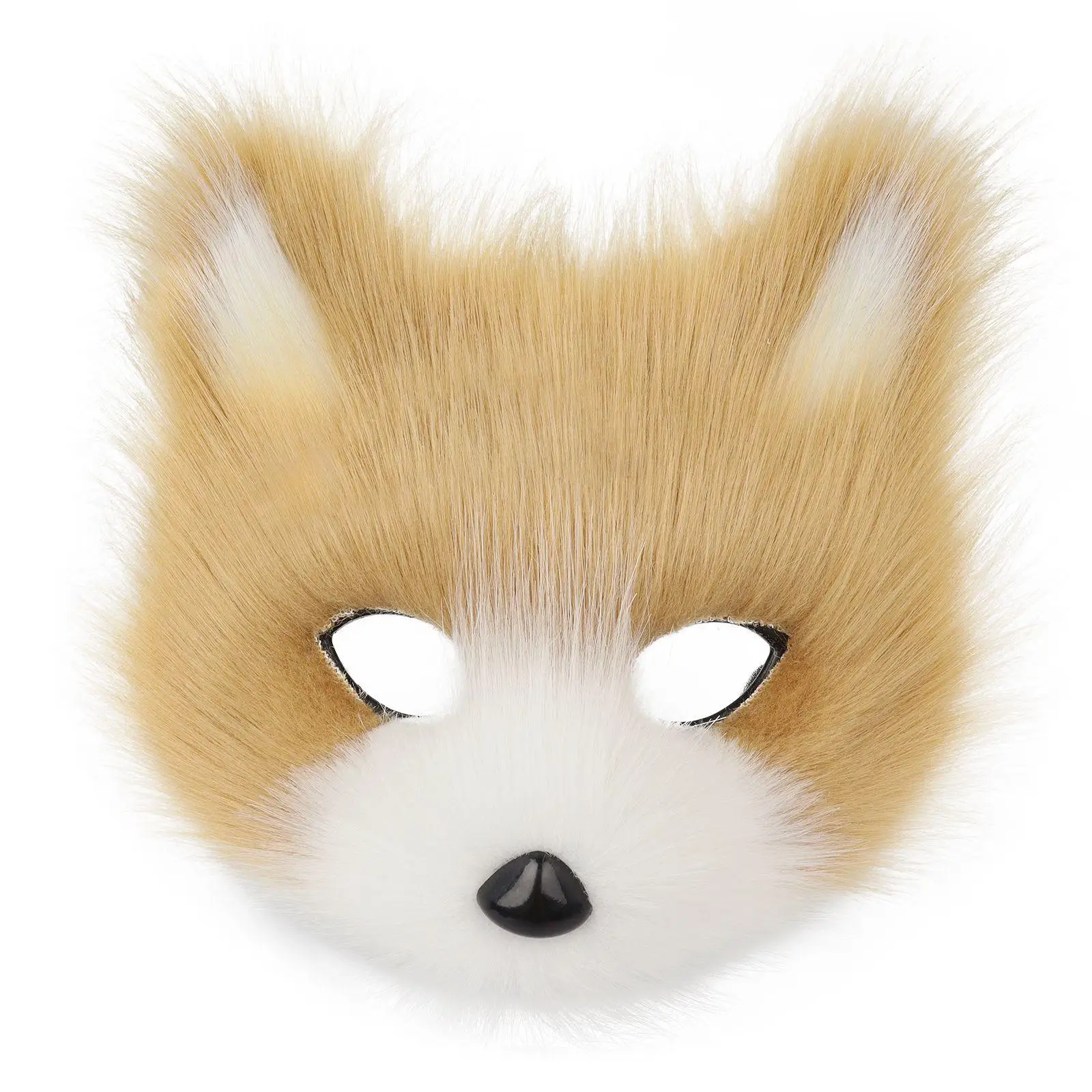 MioCloth Faux Fur Animal Mask Halloween Party Costume Cosplay Novelty Furry Face Fox Half Face Veil Eye Mask - View #5