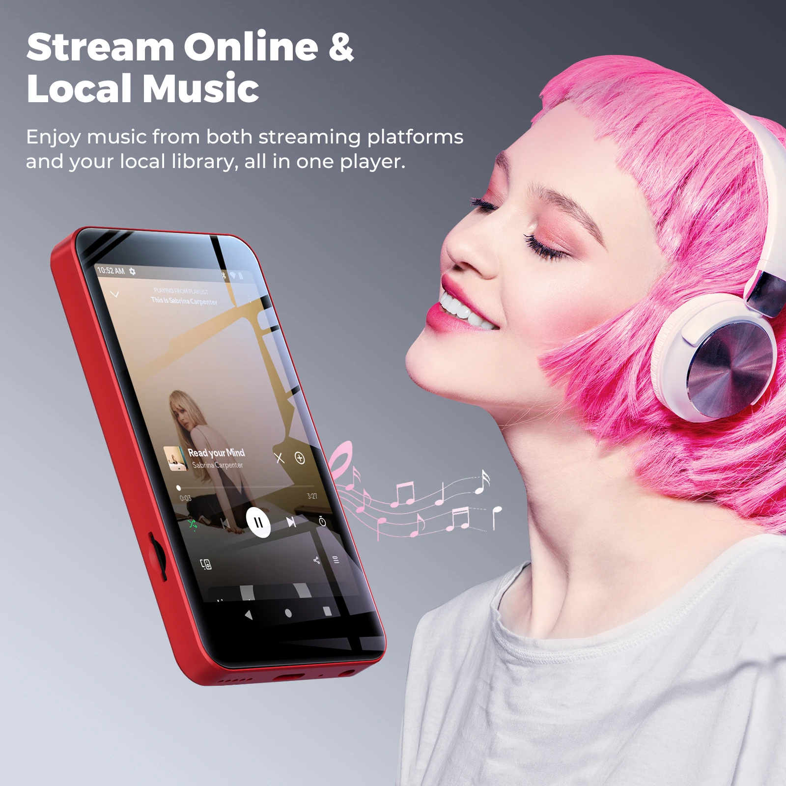 블루투스 및 와이파이 기능이 있는 휴대용 MP3/MP4 플레이어, Spotify, Deezer 및 Play Store 지원 음악 플레이어, HiFi 오디오 워크맨, 최대 2TB 용량