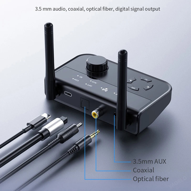 Bluetooth Audio Receiver 3D Stereo Bluetooth 5.3 Audio Receiver Optical/Coaxial/3.5mm AUX Analog Digital Signal Output Wirelss Adapter For Car Speaker