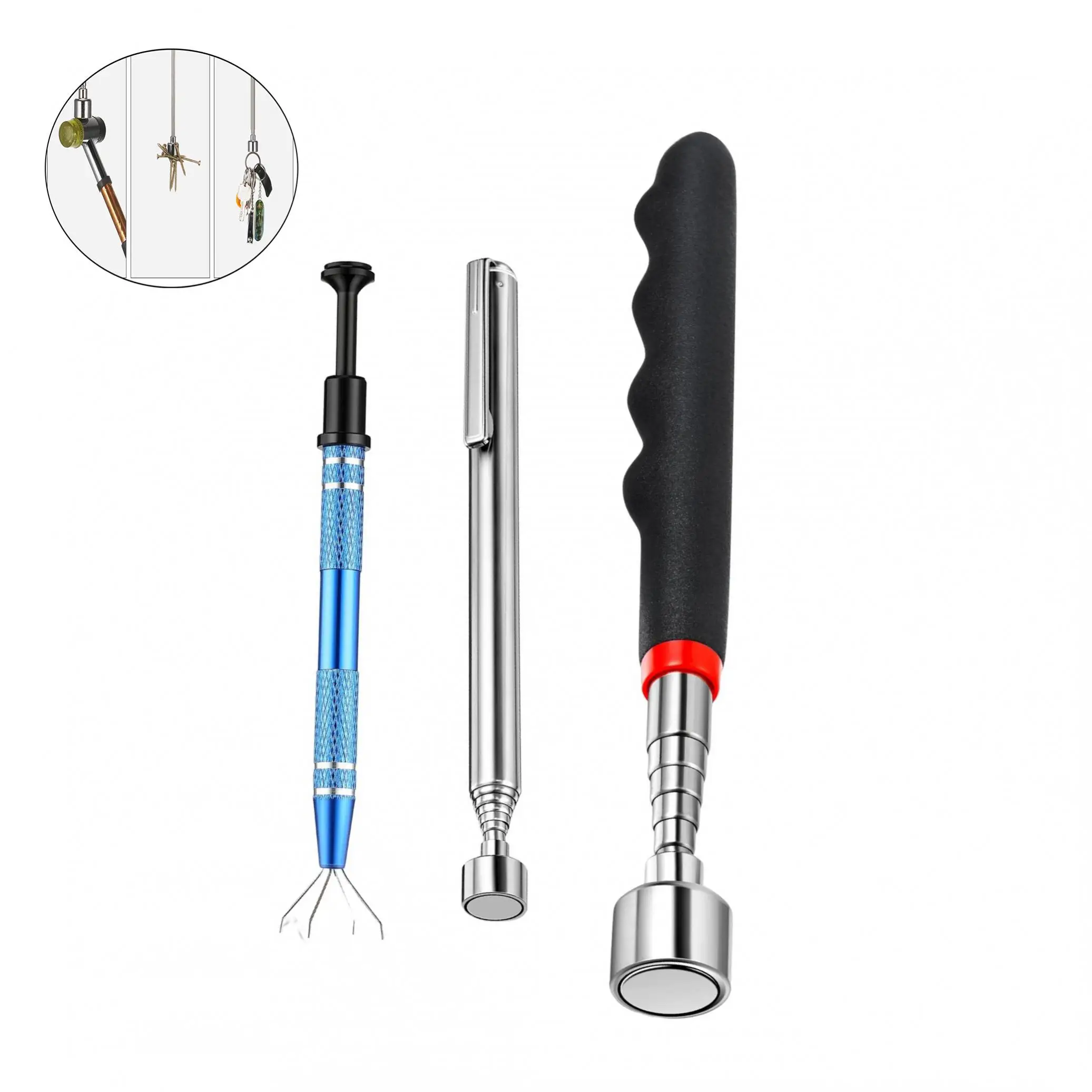 

3pcs / set Metal Magnetic Retractable Pickup Tool 4 Claw Pickups with Magnetic Bar for Grabbing Jewelry / Electronic Components