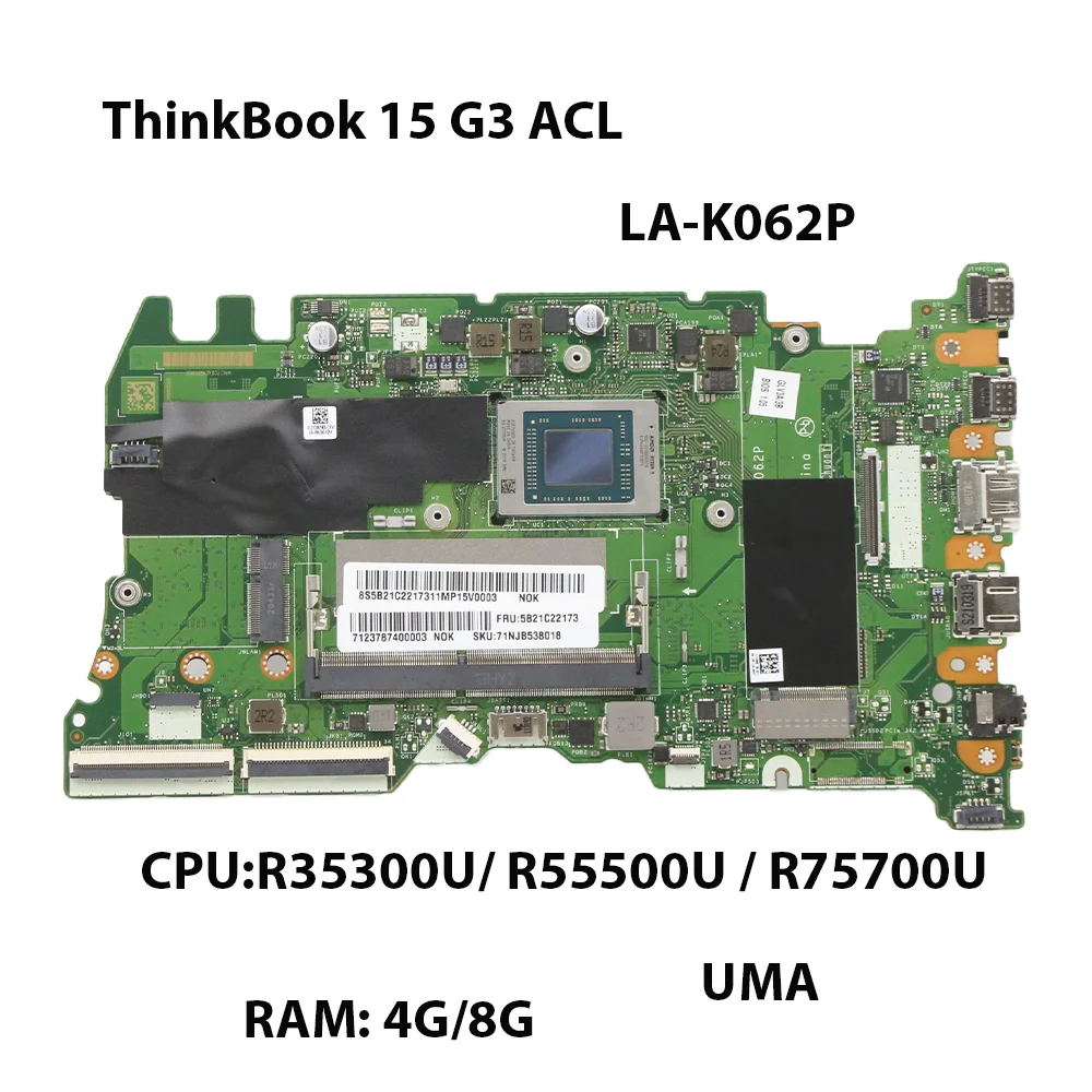 Laptop Motherboard For Lenovo ThinkBook 15 G3 ACL LA-K062P With