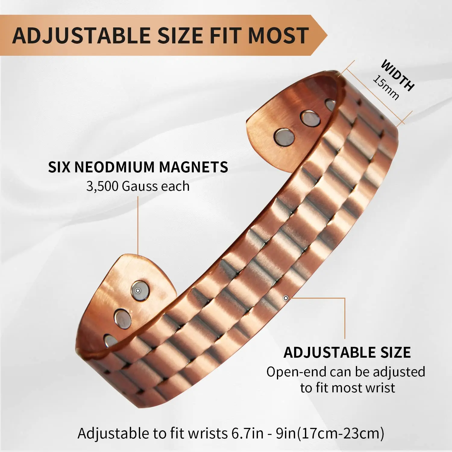 OKtrendy Magnetic Copper Bangle Bracelet For Men Bio Energy Big Cuff Open Male Unisex Wrist Pain Relief Jewelry