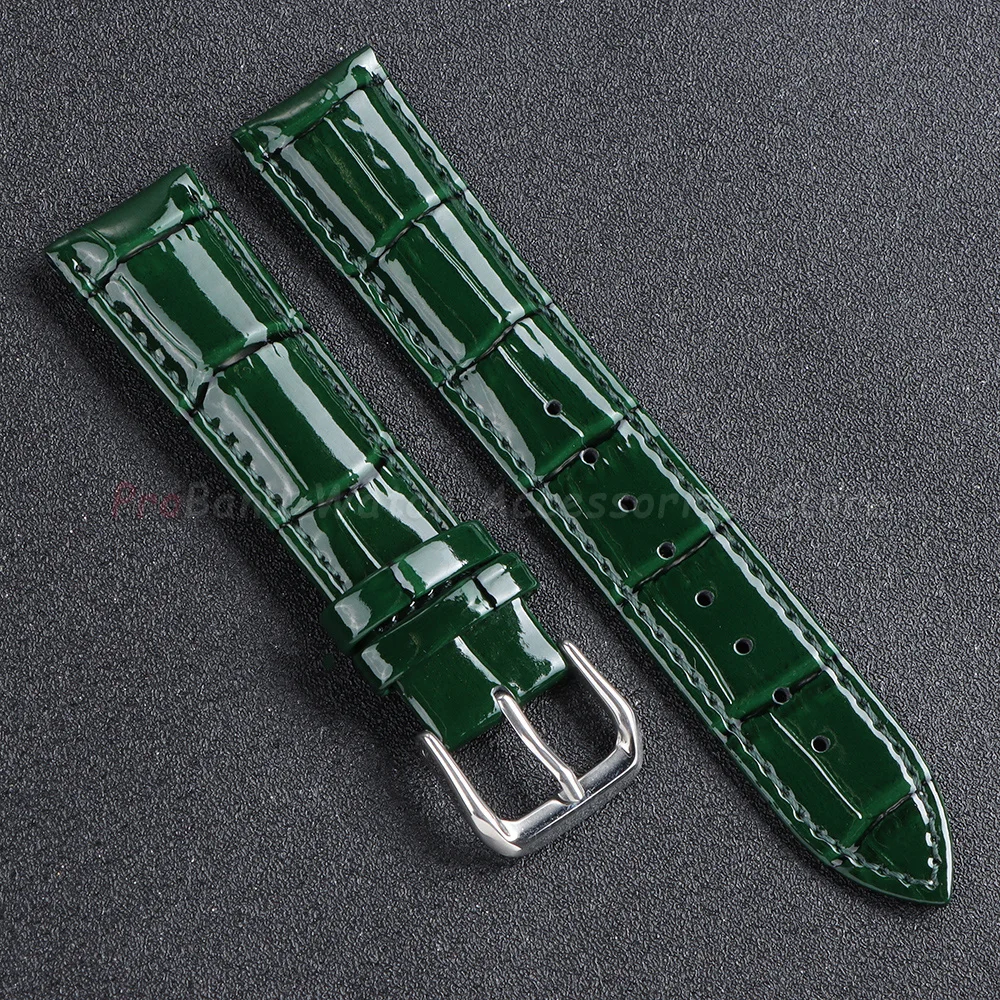 Premium Shiny Leather Watch Strap Replacement Bracelet