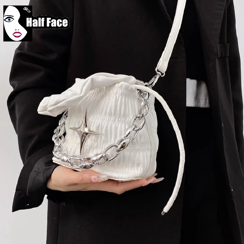 Y2K Girls Harajuku Women\'s Gothic Chains Handbags Female High Street Punk Streetwear Ladies Shoulder Casual Crossbody Bags tote