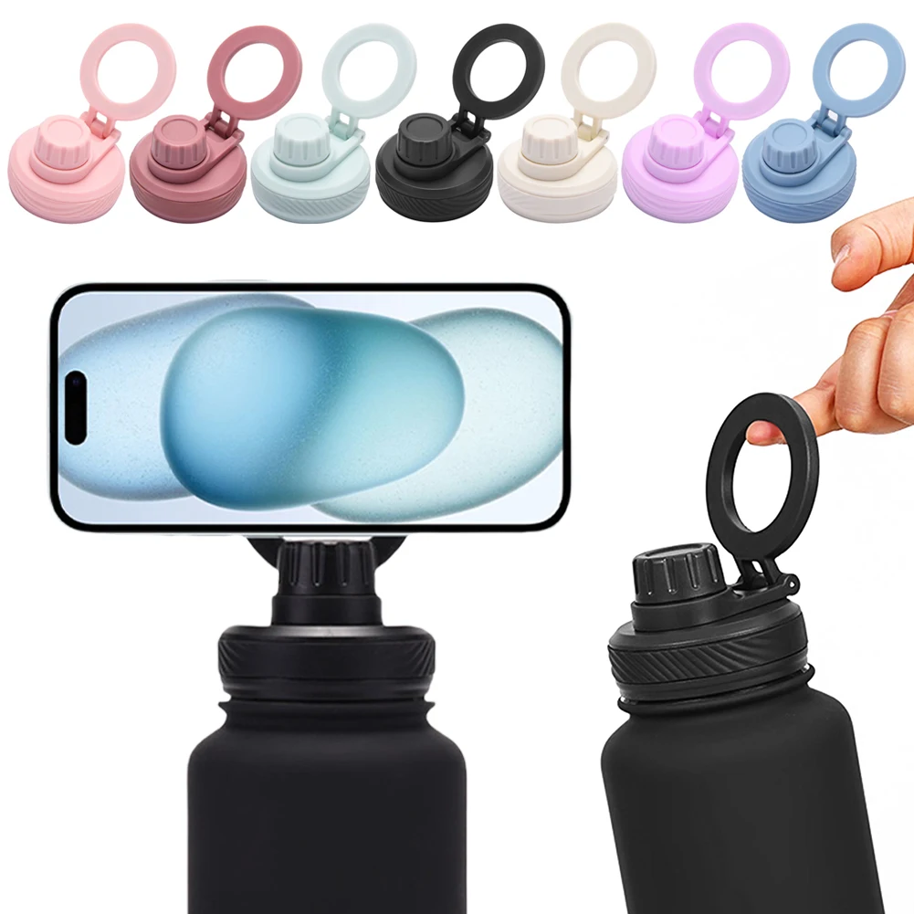Double Vacuum Insulated Bottle Lid with Cellphone Magnetic Stand for MagSafe Thermal Water Cup Lid Vacuum Drinking Bottle