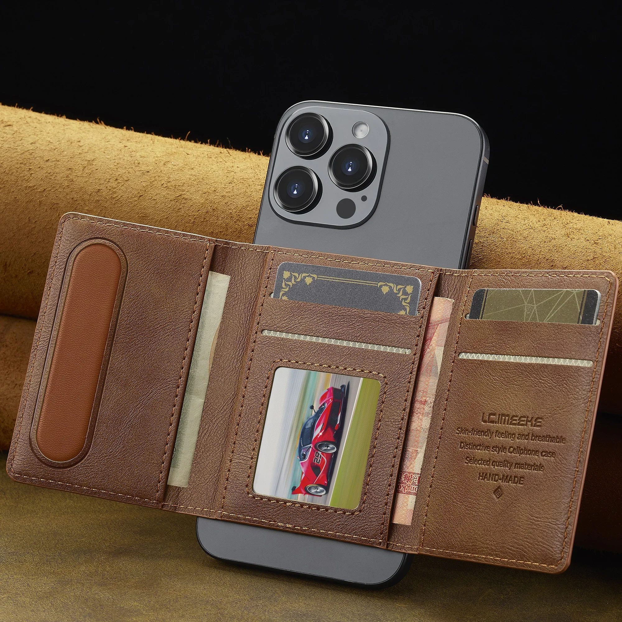 Magnetic Leather Card Holder Wallet with Magsafe Functionality