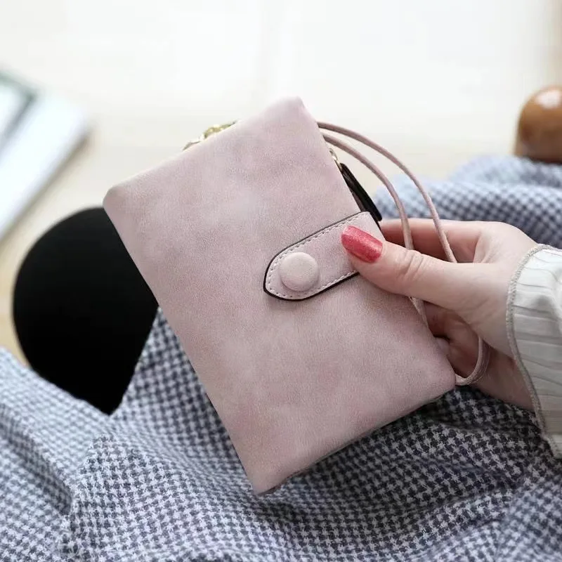 

Wallet Female Short Ins Simple Hand Carrying New Student Korean Version Cute Two Folding Multi-functional Coin Wallet