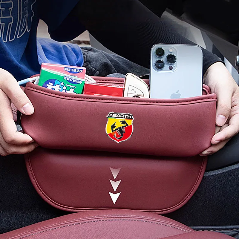 자동차 슬릿 박스 오거나이저 PU 가죽 카시트 틈새 갭 보관 가방, 피아트 Abarth 595 Abarth 500 Abarth 124 스파이더용