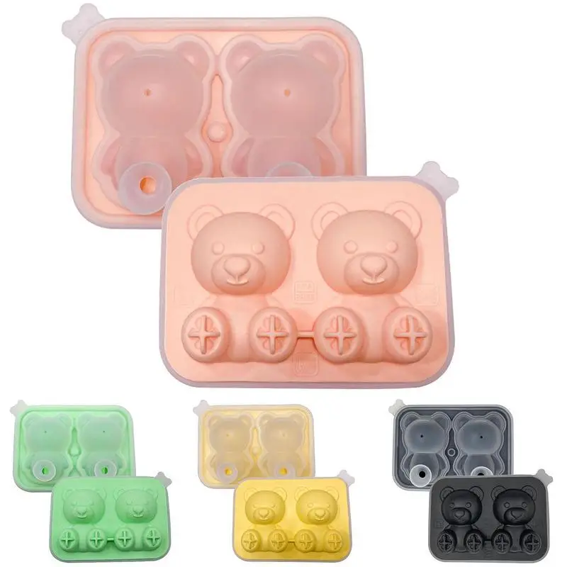 

Bear Shaped Silicone Ice Mold 2 Pack Cute Animal Ice Maker Ice Cream Tool Frozen Ice Ball Flexible Cute Bear Molds For Coffee