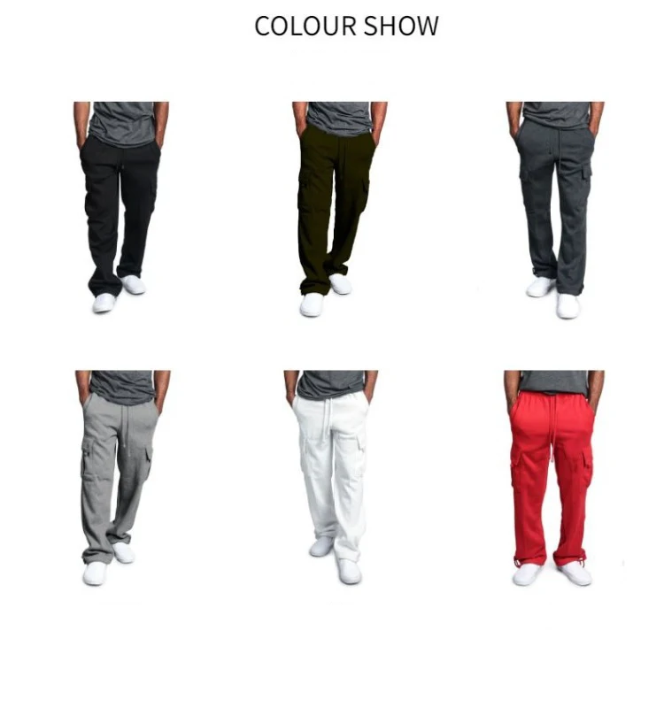 Description Picture 2 of itemMen's Fashion All Loose Straight Leg Overalls Outdoor Leisure Sports Jogging Camping Trip Solid Color Pants