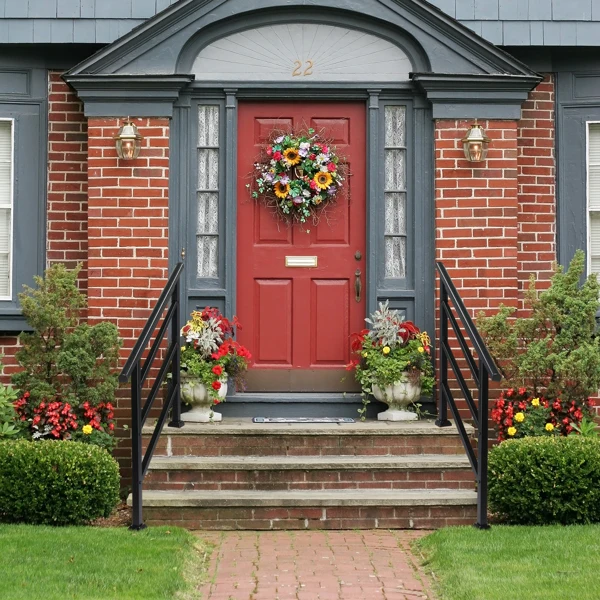 哑光黑色 1-4阶 可调节  直扶手 庭院楼梯扶手-23