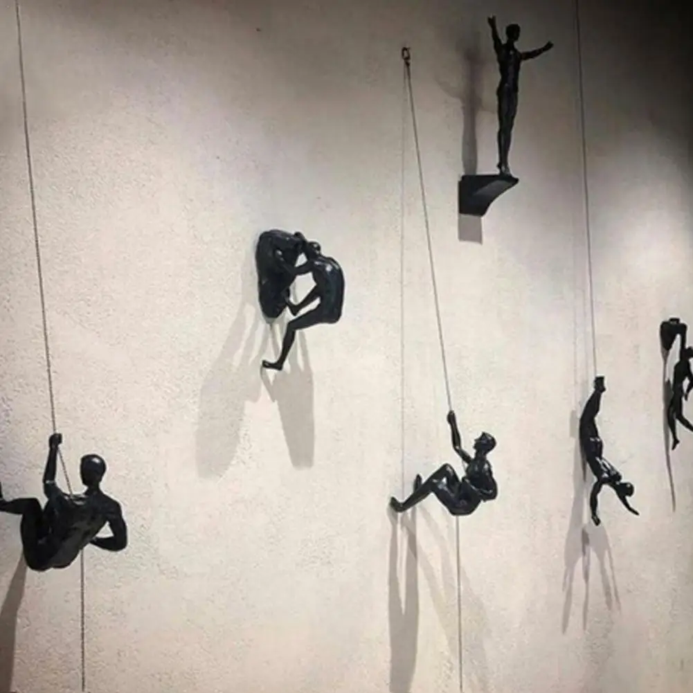 2024 Weihnachten moderne Einfachheit Athlet Harz Skulptur kreative Kletter mann Wand skulpturen hand gefertigt für Wand kunst Statue
