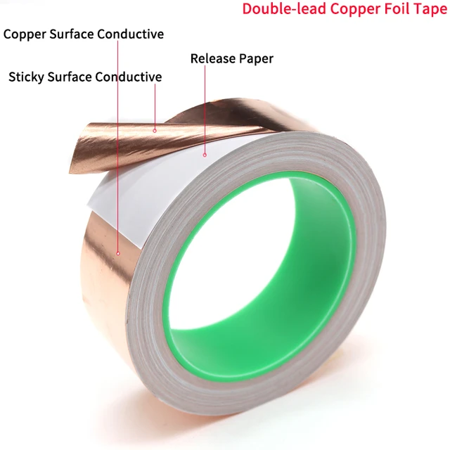 Adhesive Conductive Copper Foil Tape 5/6/8/10/15/20/25/30/35/40/45/50mm  Single/Double Sided Conduct Copper Foil Tapes Length 20M - AliExpress