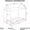 Wood House Bed,Floor Bed with Wood Slats,No Box Spring Needed, White 2
