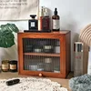 Cosmetic storage cabinet Changhong glass small cabinet clamshell cabinet door solid wood desktop retro European double-layer sto 1