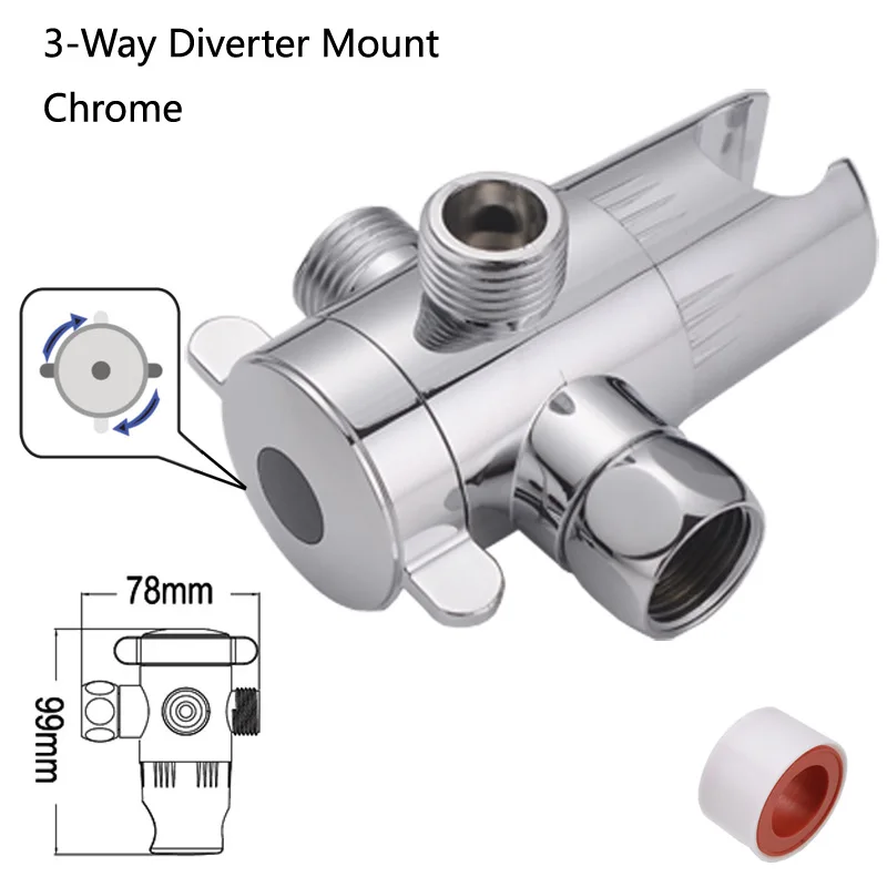 

Water Divider ABS Electroplated Shower Head 3-way Diverter Shower Socket Bracket Concealed Arm Multifunctional Shower Diverter