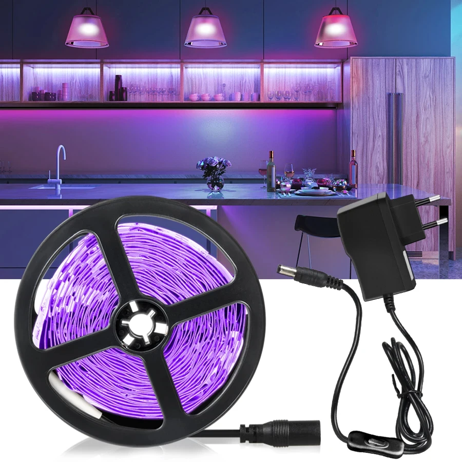 12V UV Led Strip Light 2835 SMD 395-405nm Ultraviolet LED Diode Ribbon Purple Flexible Tape Lamp for DJ Fluorescence Glow Party