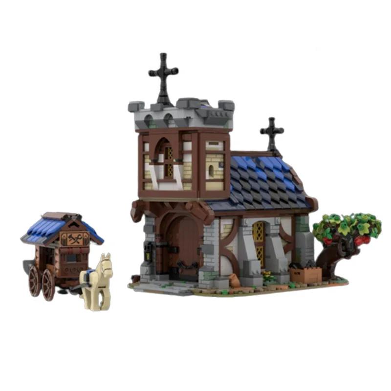 

MOC-148387 medieval church model building block assembly toy gift set