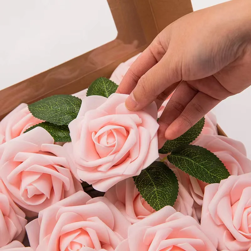 10~100pcs Rose Artificial Flowers Foam Fake Roses Wedding Bouquets Centerpieces Mothers Day Valentines Gifts Party Decoration 5