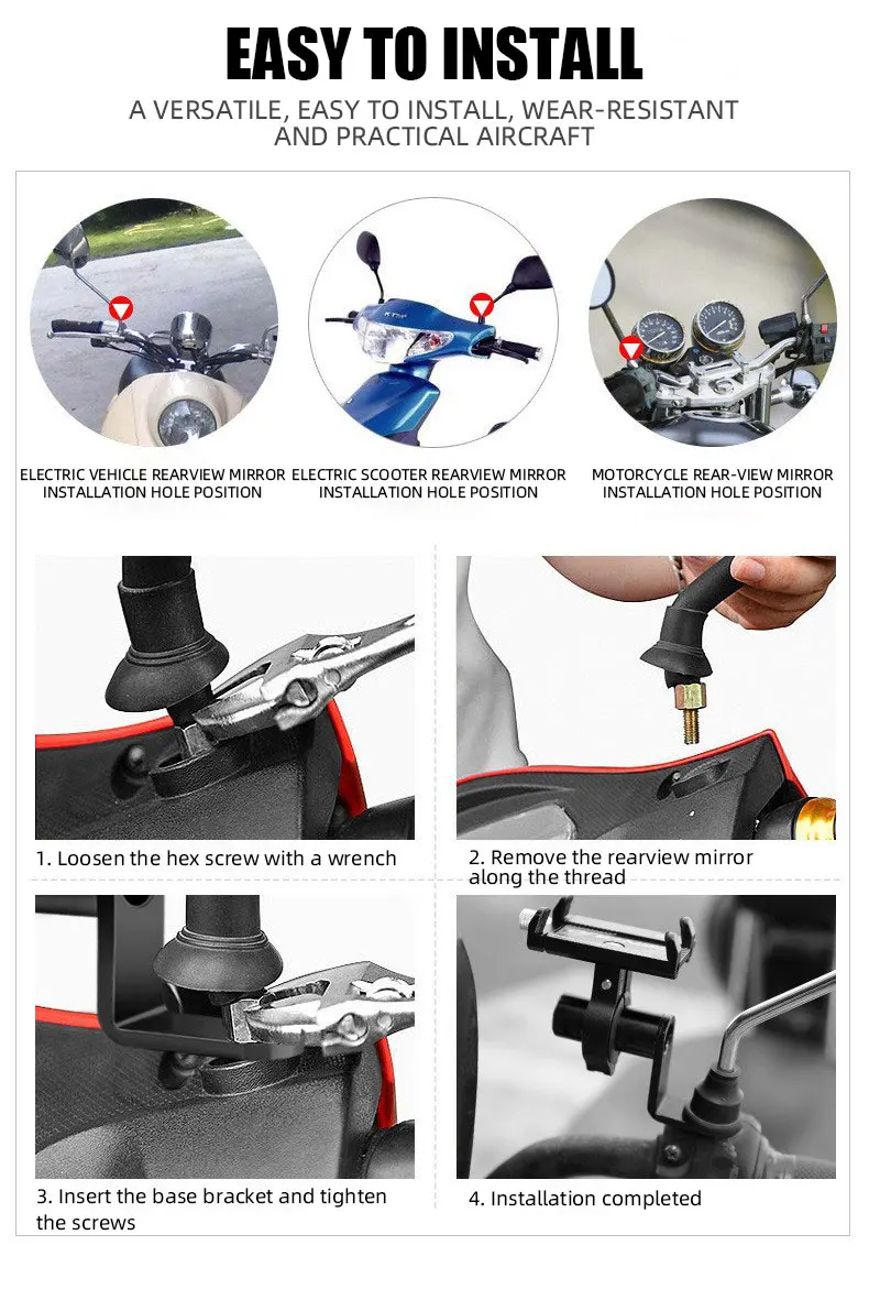 Motorrad Fahrrad Telefon halter Extender Halterung Rückspiegel halter Fahrrad Umbau Halterung Fahrrad zubehör – Detail 10