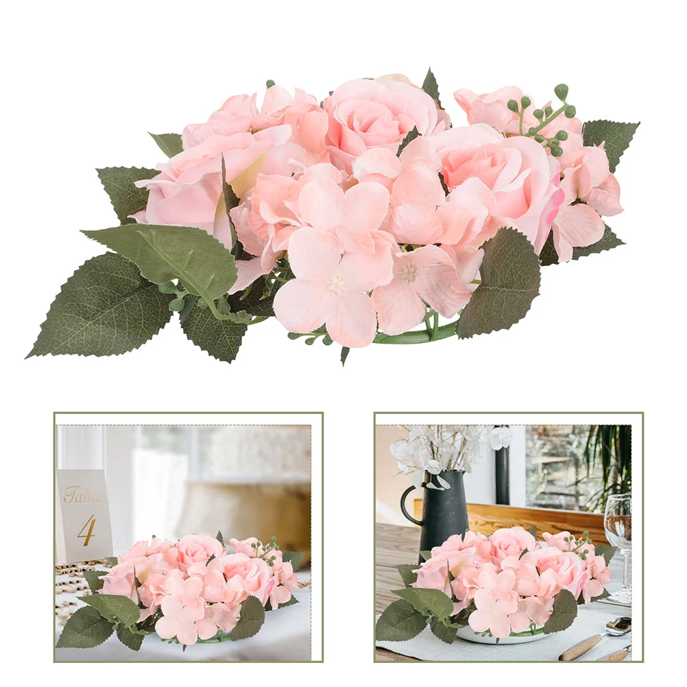 

Candle Rings Wreaths Artificial Rose Flower Candle Ring for Wedding Table Party Home Decor