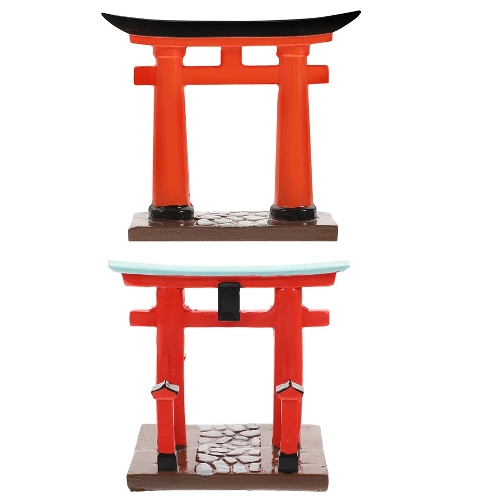 

2 Pcs Torii Gate Accessories Fairy Garden Statue Tiny Ornaments Decorative Door