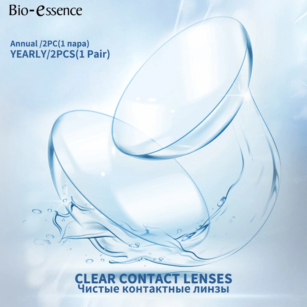Bio-essence 1Pair Yearly Clear Contact Lenses For Eyes Vision Diopter Correction With Degree -0.5 to-8 Suitable For Myopia Eyes