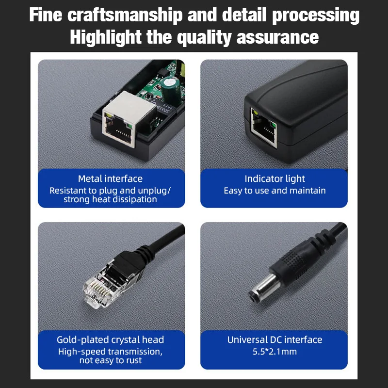 POE Power Supply Adapter 48V to DC 12V 1.2A 100M POE Camera Injector Video Power Supply Module For CCTV IP Camera Switch Ports