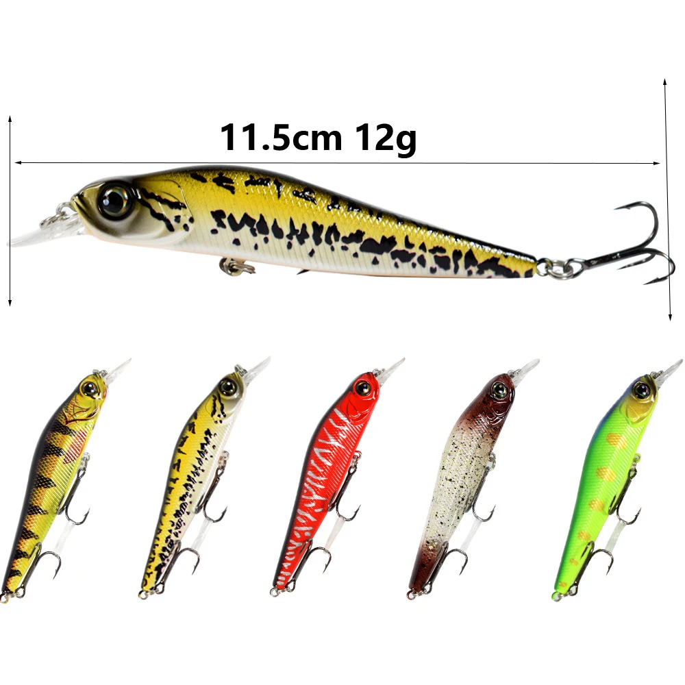 

11.5cm 12g Floating Minolua Lure Minnow Bionic Fake Lure Hard Lure Bass Black Artificial Lure Swinging Waves