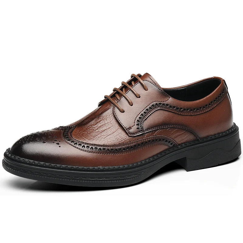 Men Casual Leather Shoes Business Oxford Men Formal Shoes Genuine Leather Formal Brogue