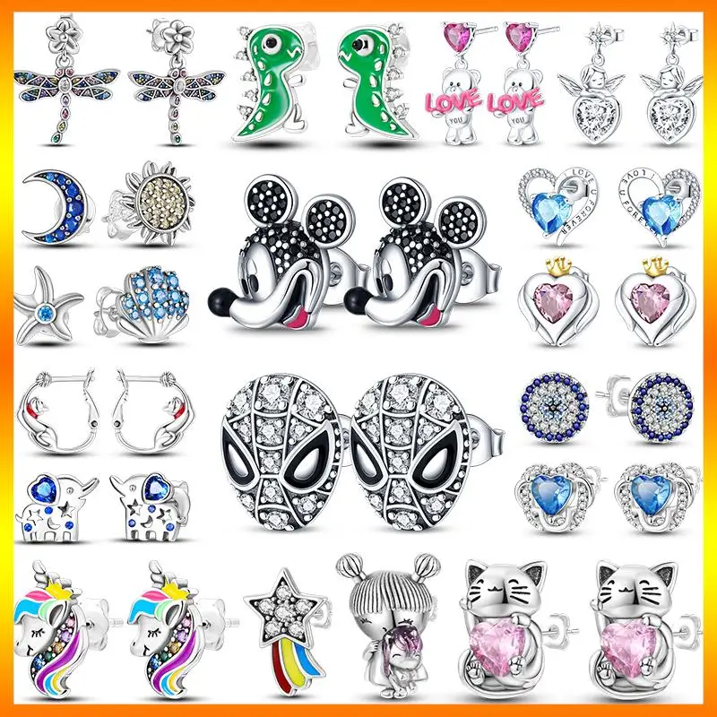 

Earrings For Women Silver 925 Black White Mouse Stud Earrings Jewelry 2023 New Unisex 925 Silver Hero Mask Zircon Stud Earring