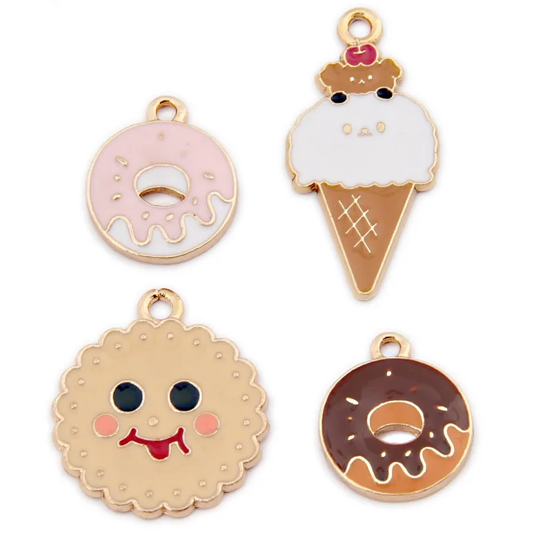 

10pcs New Donut Biscuit Ice Cream Charms Pendants For Jewelry Findings DIY Handmade Making Earrings Bracelets Accessories