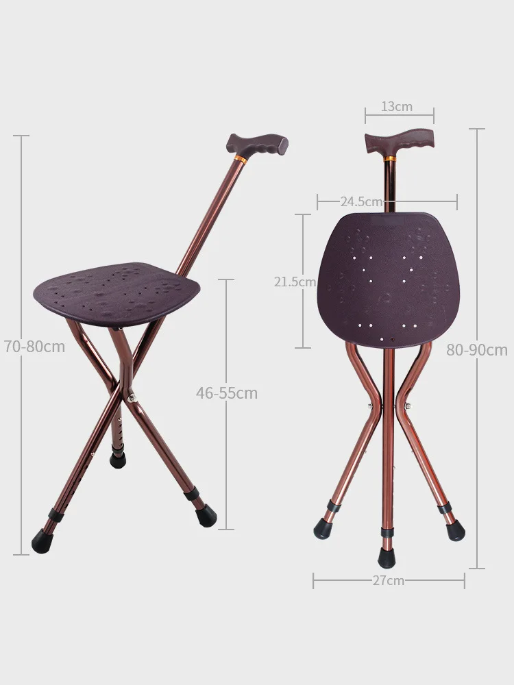 Sticks Folding Walking Cane with Seat for Seniors & Adults, 80-90cm Adjustable Cane Chair, Lightweight Aluminum Supports 136kg 6