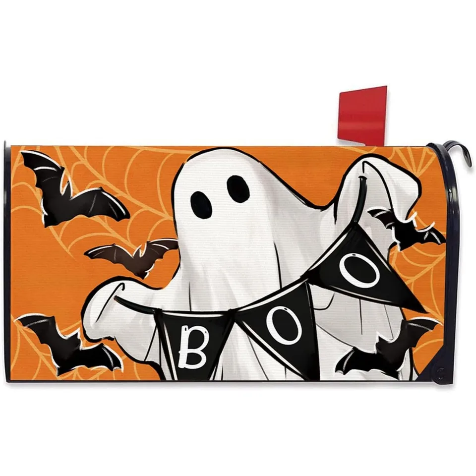 Halloween Ghost Bat Spider Web Mailbox Cover