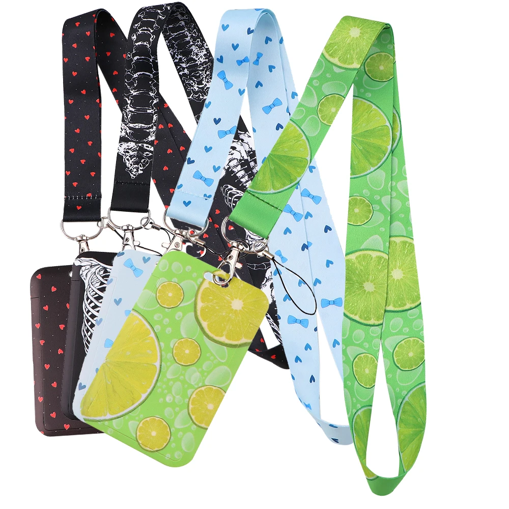 Lemon-Themed Key and ID Badge Holder with Multifunctional Strap Accessories