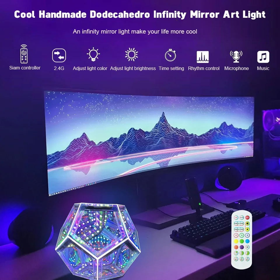 RGB LED Night Light For Gaming Room Decor 3D Cube Cool RGB Color Changing Night Lighting APP Remote Control Home Decoration