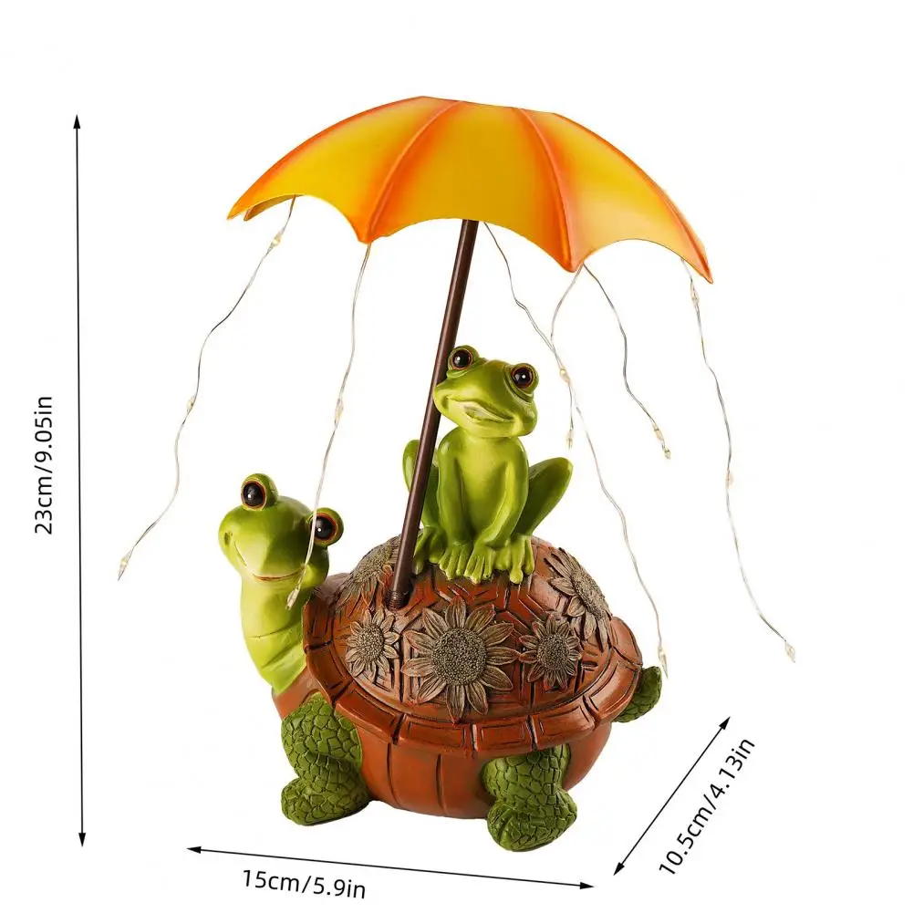 Turtle Frog Statue with Solar LED Lights Animal Figurine Courtyard Decorative Light Waterproof Frog Sculpture Light Garden Decor