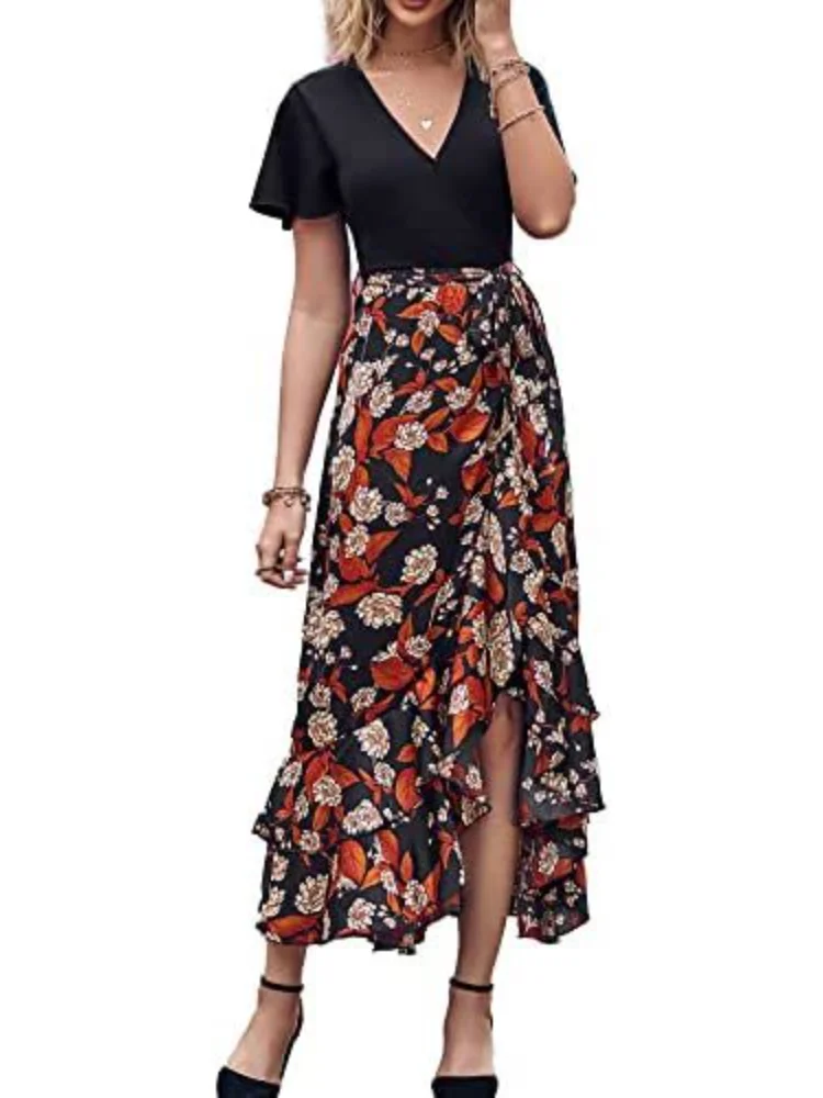 Vestido Nine West Joanna Para Mujer - Cuello En V, Manga Acampanada, Estilo Informal De Negocios, Elegante Y Cómodo