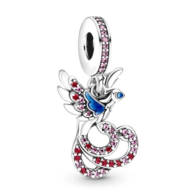 

Original Moments Chinese Mythical Phoenix Dangle Beads Charm Fit Pandora Women 925 Sterling Silver Bracelet Bangle Diy Jewelry