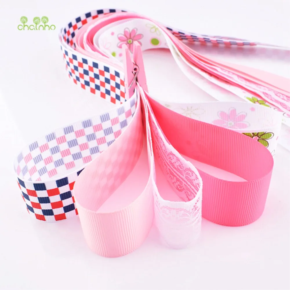 Chainho,Pink Ribbon Set,High Quality,DIY Handmade Material,Gift & Craft Packing & Hair Ornament Accessories,Mix 22 Designs,RB07