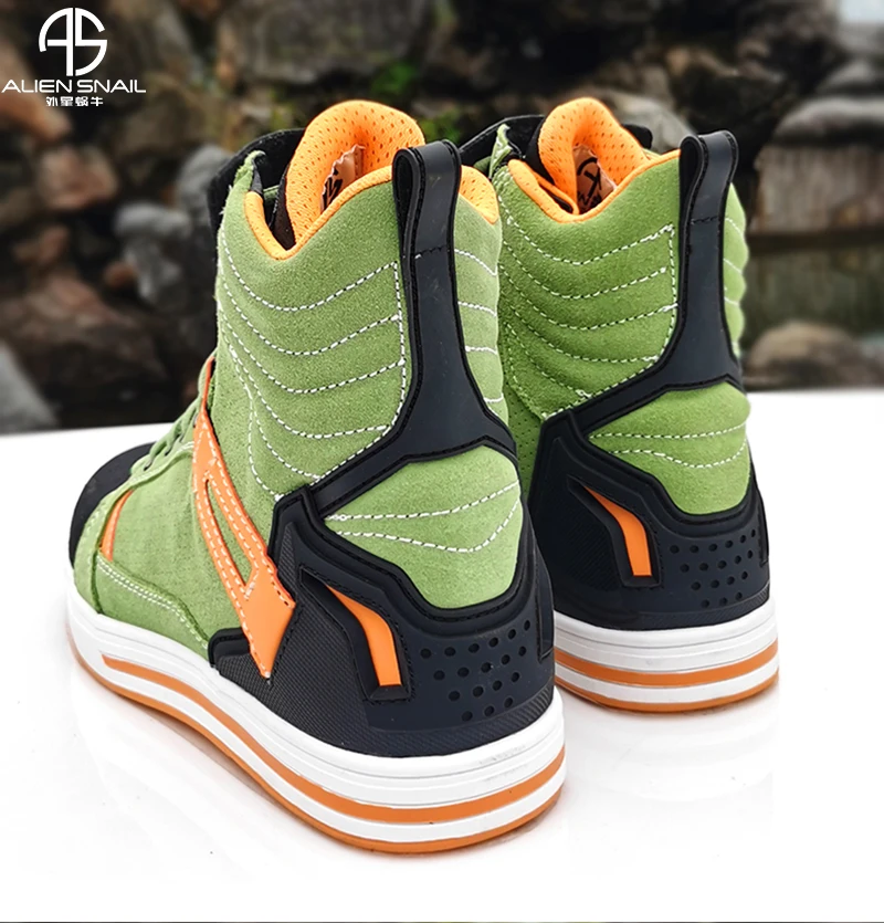 ALIEN SNAIL Motorcycle Boots Men Breathable Waterproof Anti-Fall Cycling Shoes High Top Leather Motocross Boots For Women
