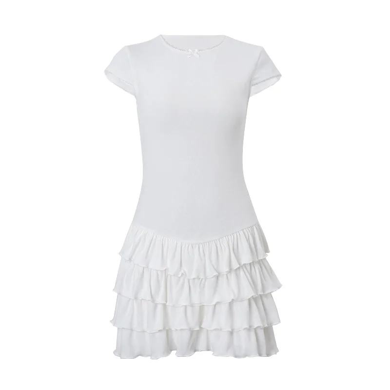 y2k Mini Skirt Women Fairycore Clothes Lace Trim Elastic Waist A-line Layered Ruffle Skirts Party Skirts Streetwear