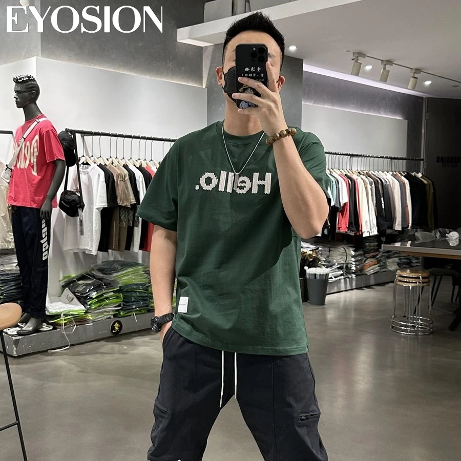 

Мужская хлопковая футболка с коротким рукавом и круглым вырезом, свободного покроя