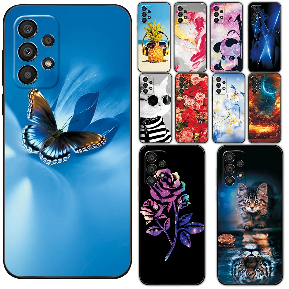 Per Samsung A53 5G Custodia Per Galaxy A53 5G Cartoon Cat Cover Posteriore In Silicone Morbido Verniciato Per Samsung Galaxy A53 A 53 Funda Coque