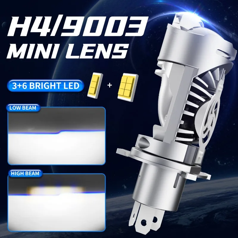 P02 2PCS H4 바이-LED 렌즈 자동차 LED 헤드라이트 H4 직접 플러그..
