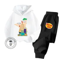 2024 Phineas and Ferb Cartoon Themed Collection Fashionable and Affordable Children's Spring and Autumn Long Sleeve Hoodie Set 2