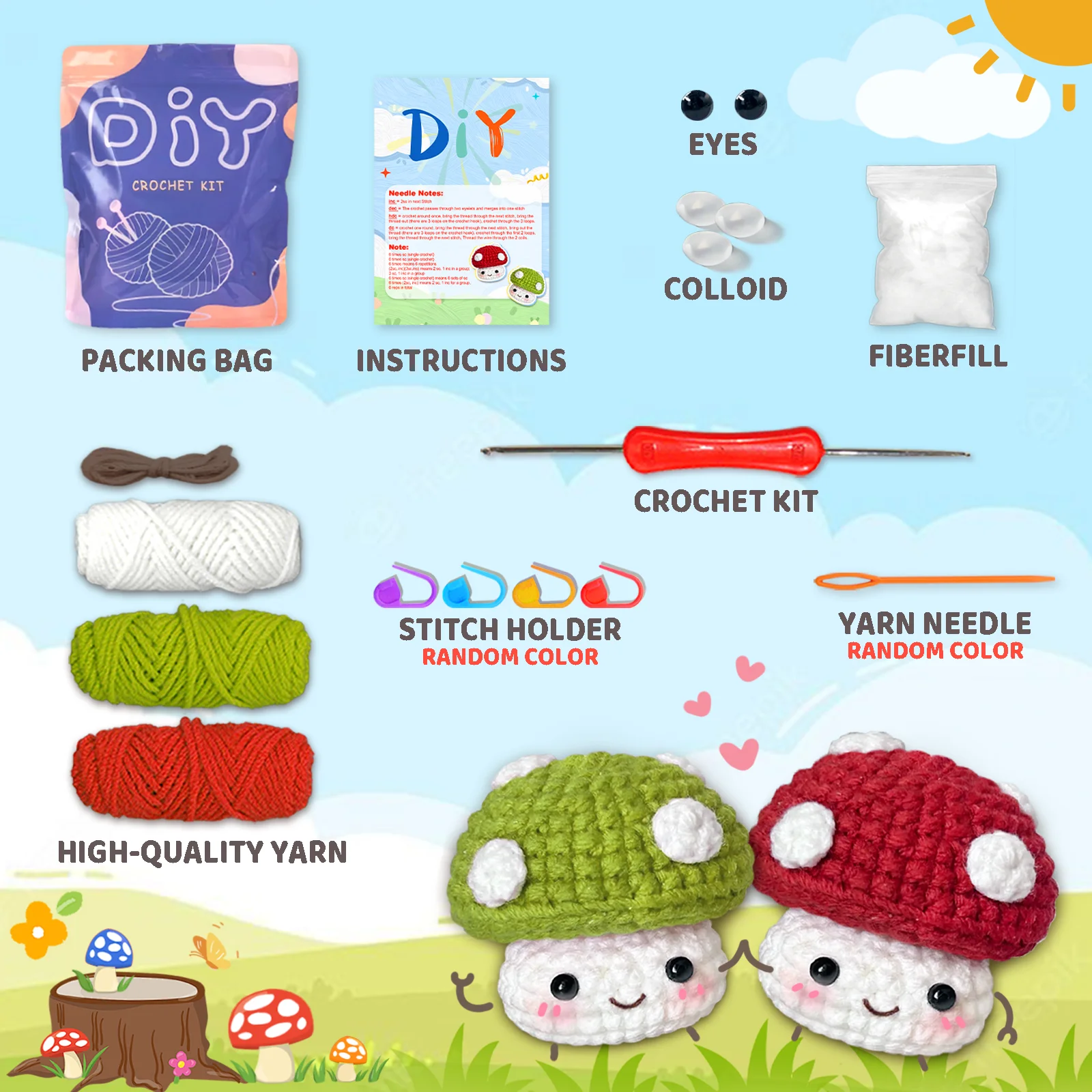 Charming Handmade Mushroom Craft Kit with Video Tutorial