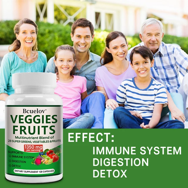 Bcuelov Vegetable and Fruit Supplement -1350 Mg - Supports Immune, Digestion, Detoxification - 120 Capsules 6
