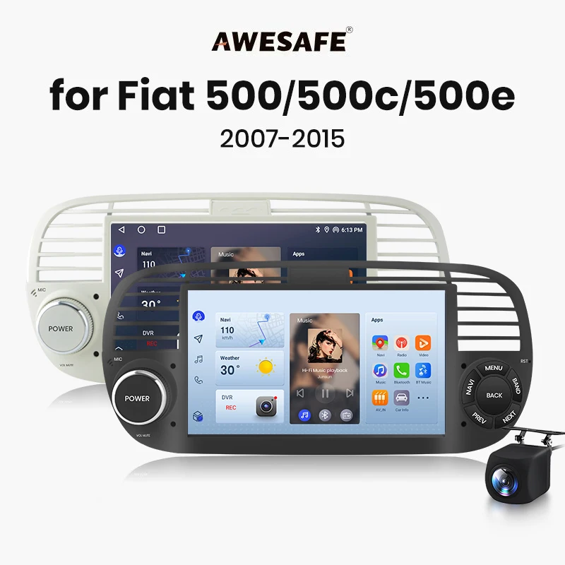 Awesafe Android 12 Autoradio Per Fiat 500 Abarth 2007 2008 2009 - 2015 Navigazione Gps Multimediale Autoradio Carplay Universale 7'