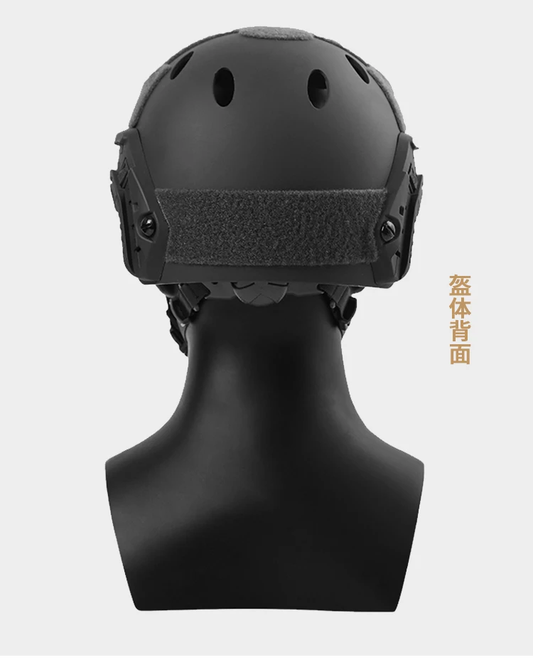 Taktische ABS PJ Helm Schwarz Camouflage Helm Abdeckung Tuch Schiene Montieren Visier Flip Up Brille Halbe Gesichtsmaske Set Jagd Zubehör – Detail 13